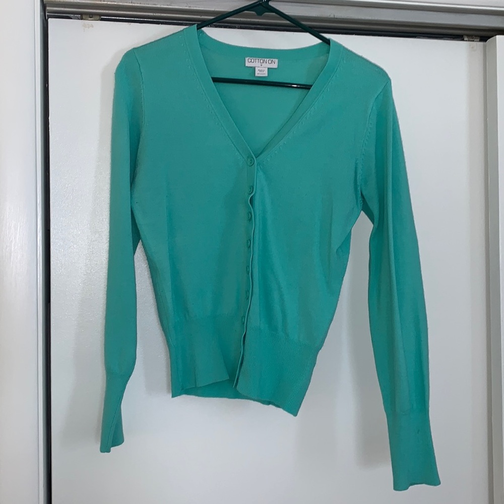 Cotton On | Sea Foam Green Button-Up V-neck Cardigan | EUC